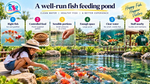 What does a well-run fish feeding pond do right
